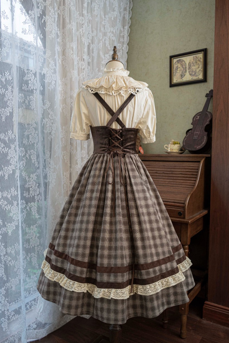 Plaid Empire Bust Wool JSK Autumn Winter Lolita Dress BY1094