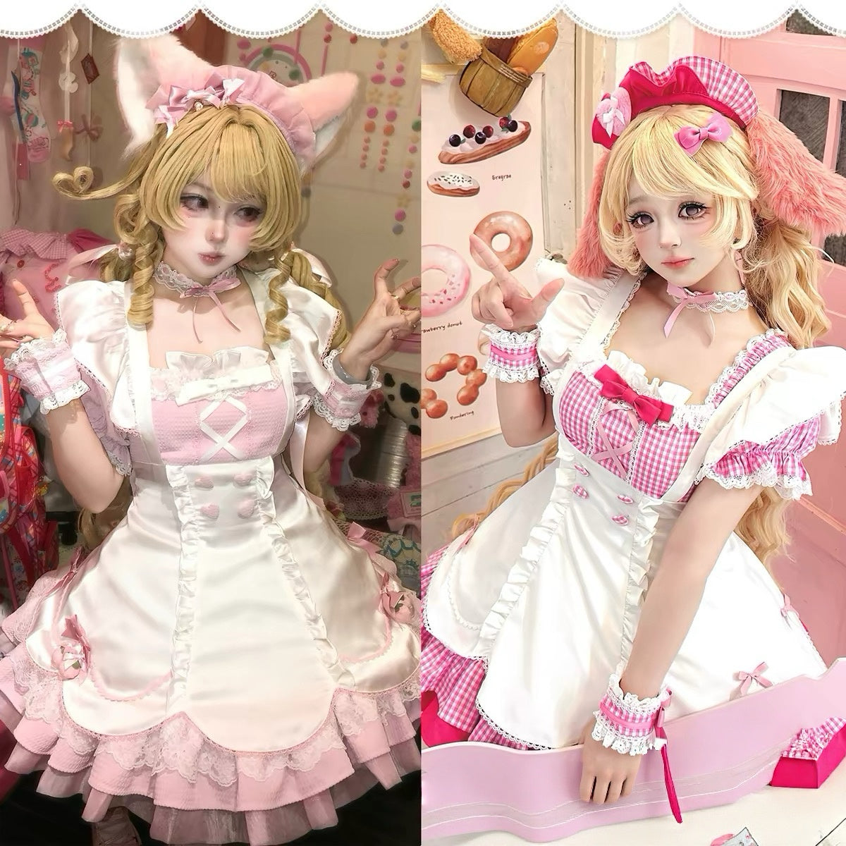 Kawaii Pink Check Maid Lolita BY0088