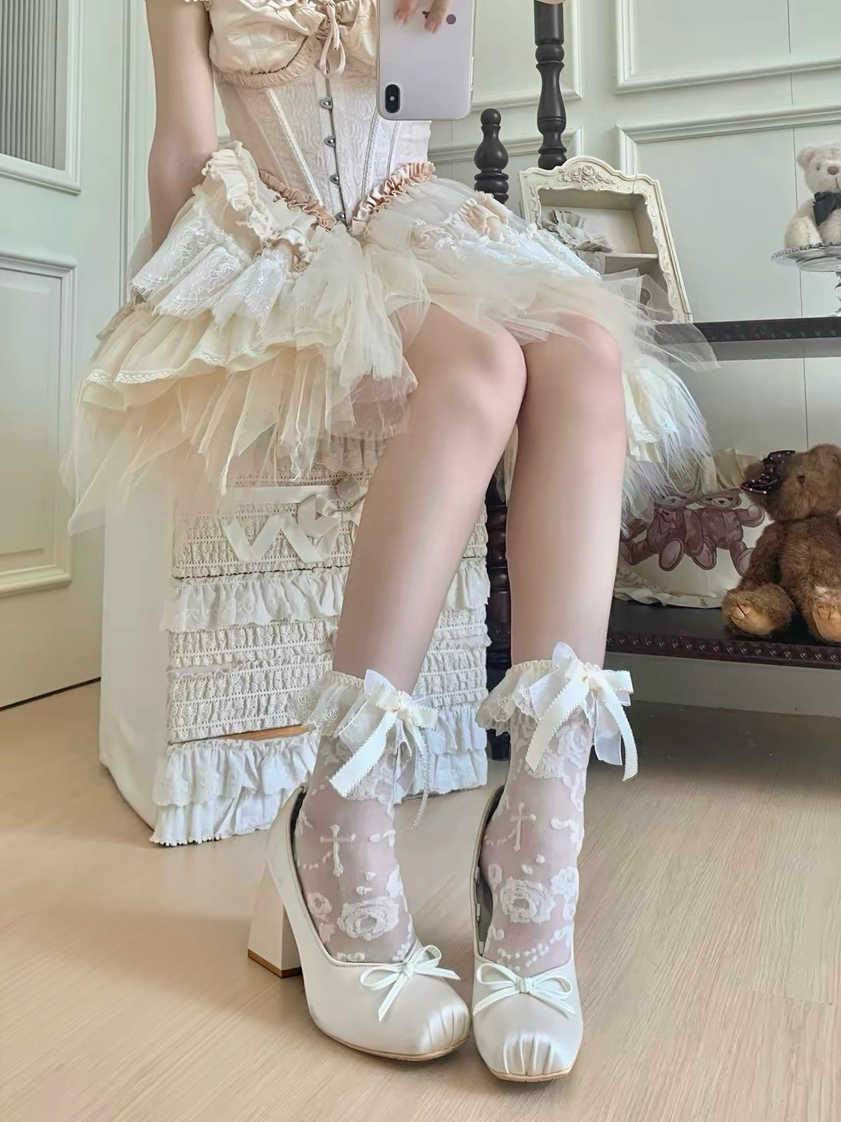 Twisted Rose Lolita Mid-Calf Kawaii Lolita Socks BY1122
