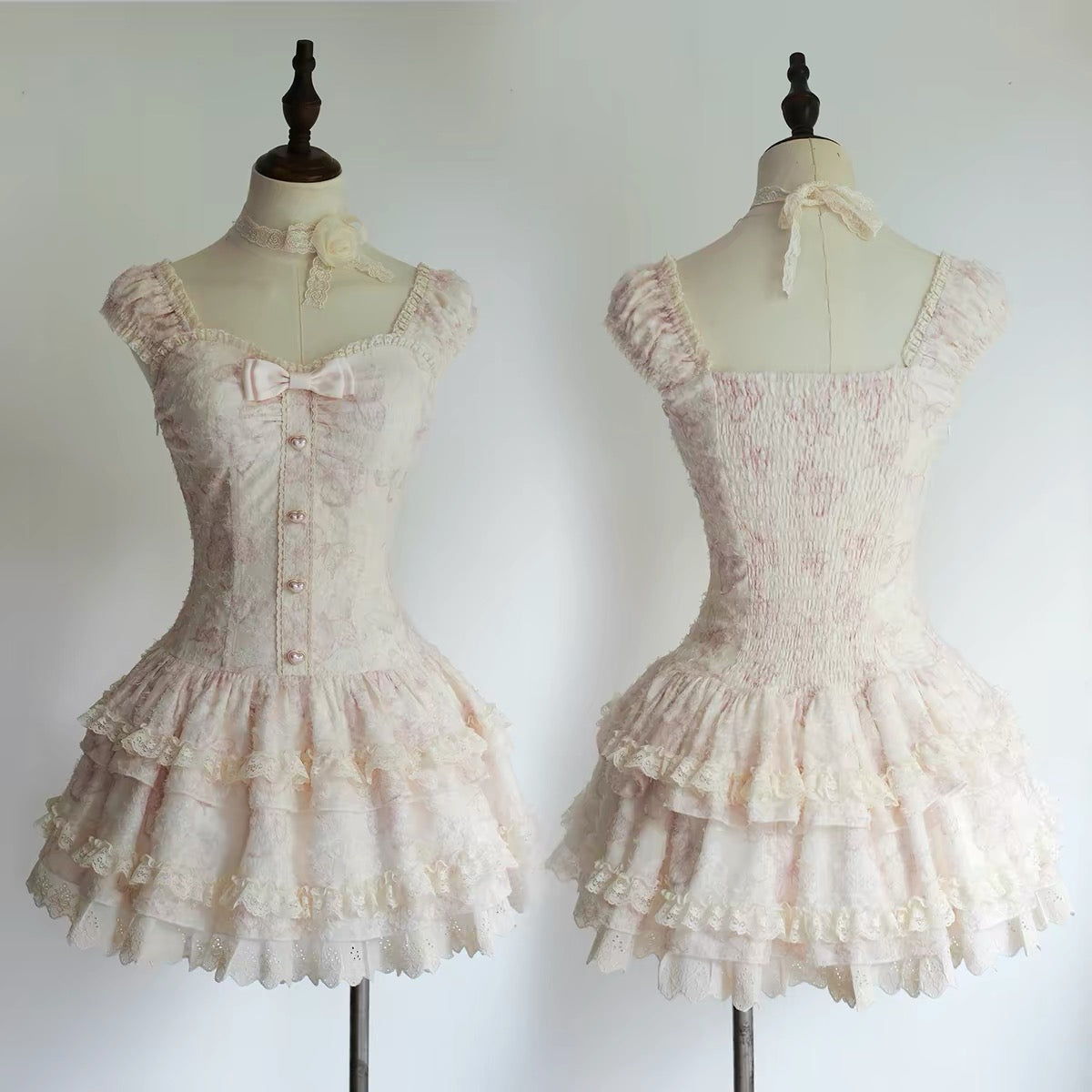 Mint & Pink Sweet Corset Fluffy Lolita Skirt ｜In Stock BY0066