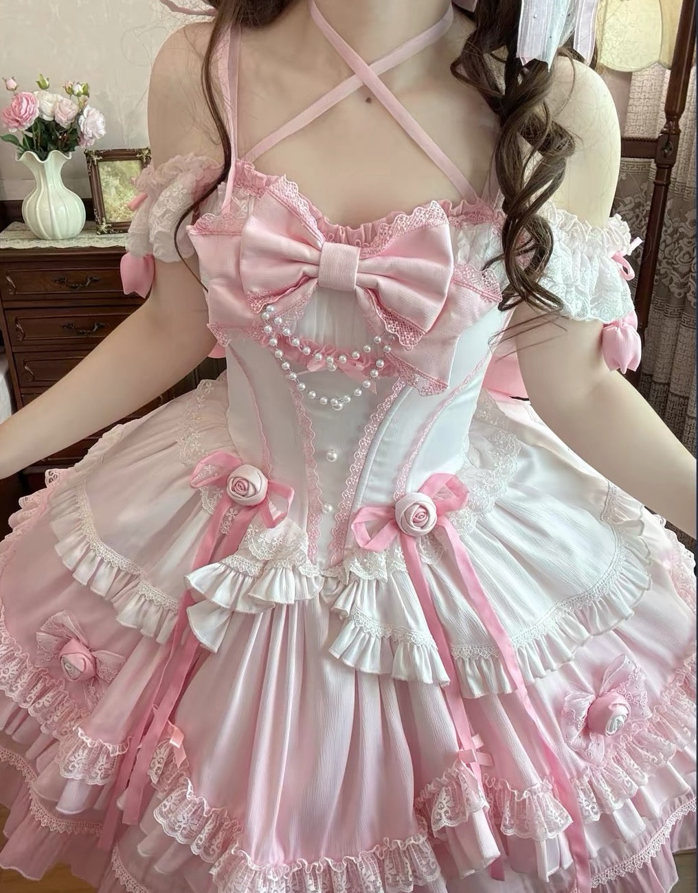 Romantic Rose Bow Fairy Lolita Dress BY0077