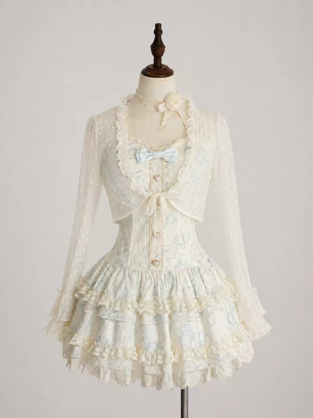 Mint & Pink Sweet Corset Fluffy Lolita Skirt ｜In Stock BY0066