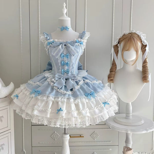 Pink & Blue Pastel Princess Lolita Dress｜In Stock BY0100
