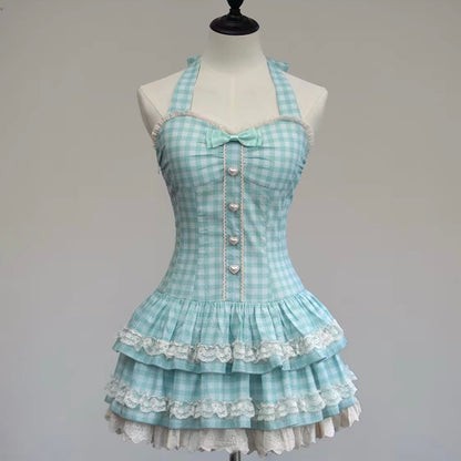 New Sweet Summer Mint Nana Dress Puffy Skirt BY0022