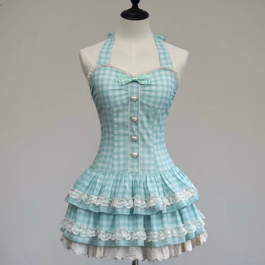 New Sweet Summer Mint Nana Dress Puffy Skirt BY0022