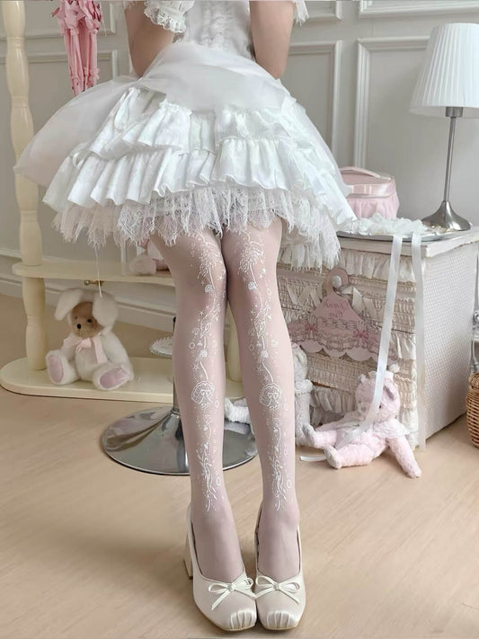 AbyssTaleJapanesePrintLolitaRun-ResistantTights model wearing