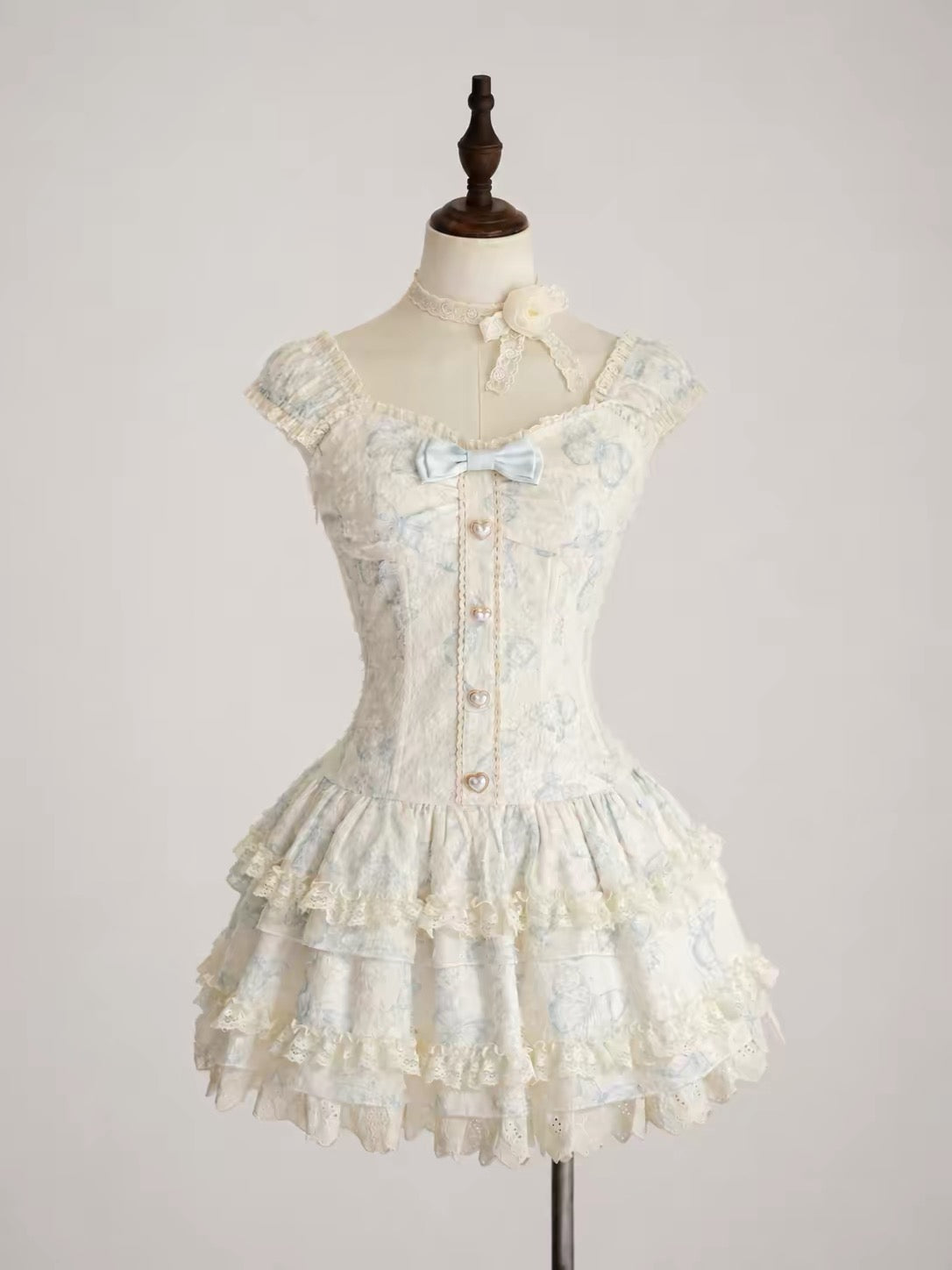Mint & Pink Sweet Corset Fluffy Lolita Skirt ｜In Stock BY0066