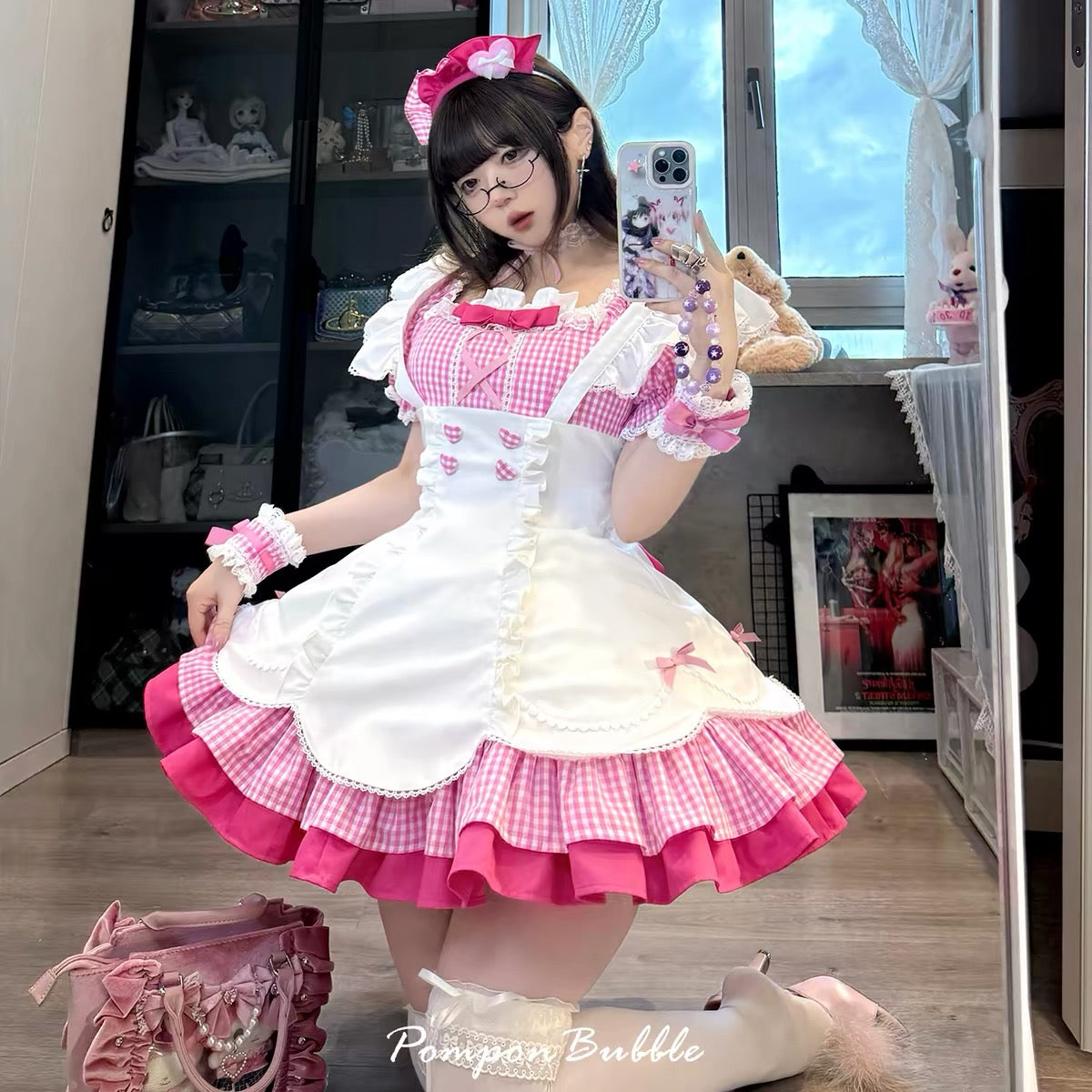 Kawaii Pink Check Maid Lolita BY0088