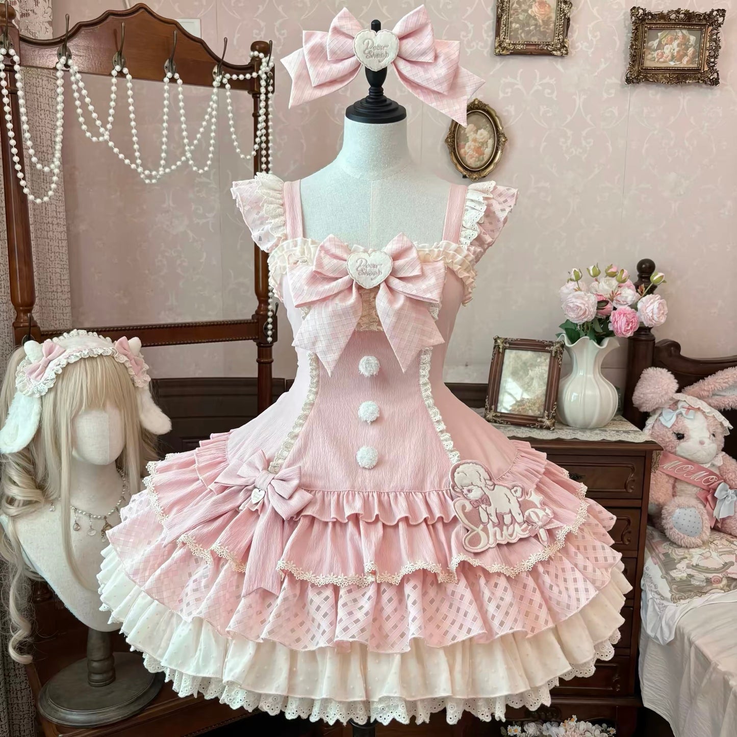 Sweet Lolita Pink Blue JSK & Halter Dress BY0055🎀