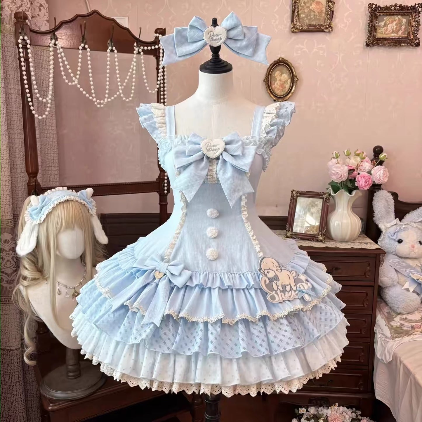 Sweet Lolita Pink Blue JSK & Halter Dress BY0055🎀