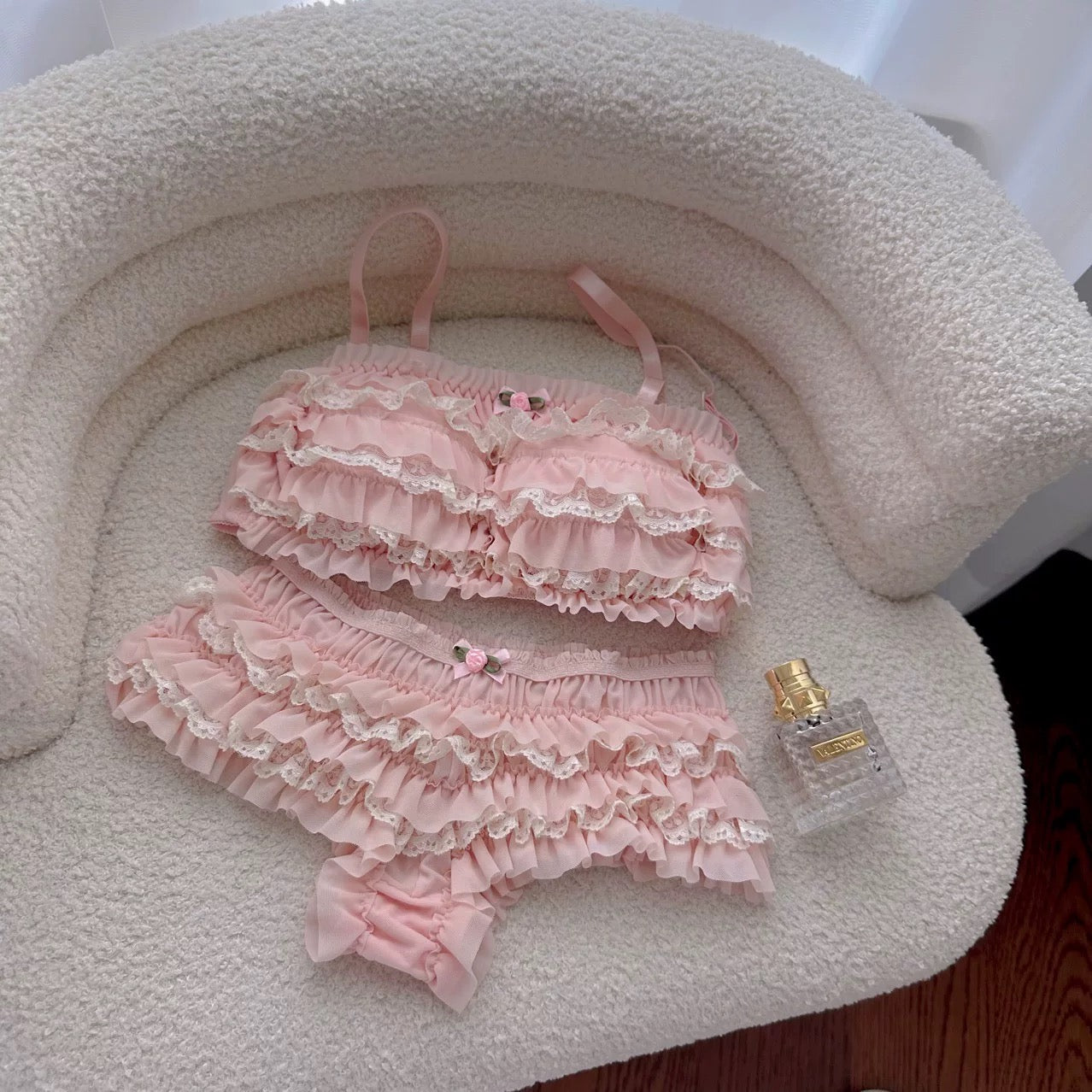 Japanese cute bow multi-layer lace skirted panty set BY0009