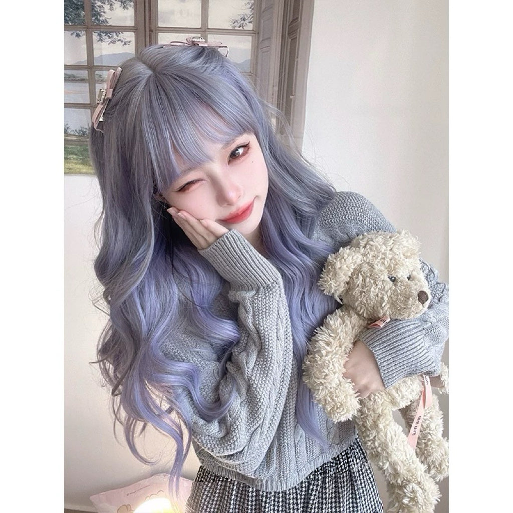 Lolita Ash Purple Ombre Natural Long Curly Wig BY2551