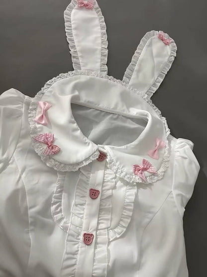 Cute Bunny Ear Short-Sleeve Blouse| In stock BY1120