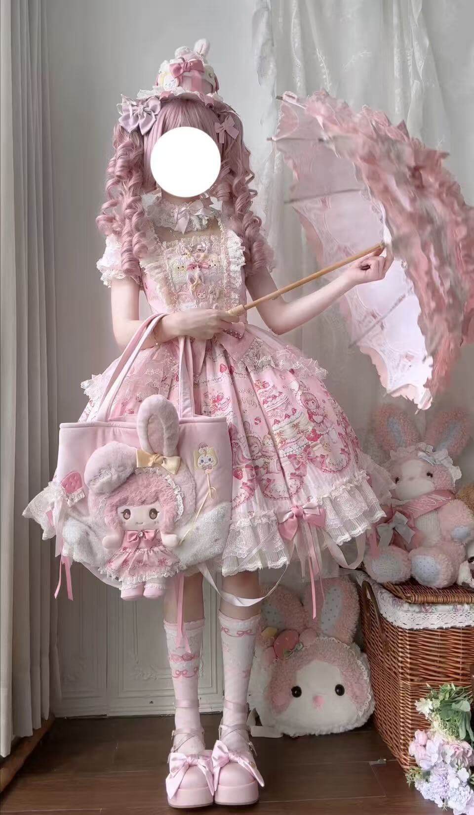 Cute Pink Old-School Roman Curl Lolita Wig BY3366