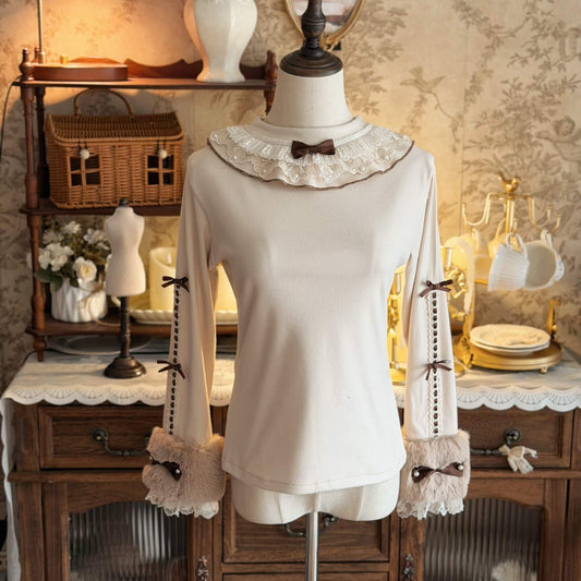 Cute Round Collar Warm Lolita Inner Blouse BY9212