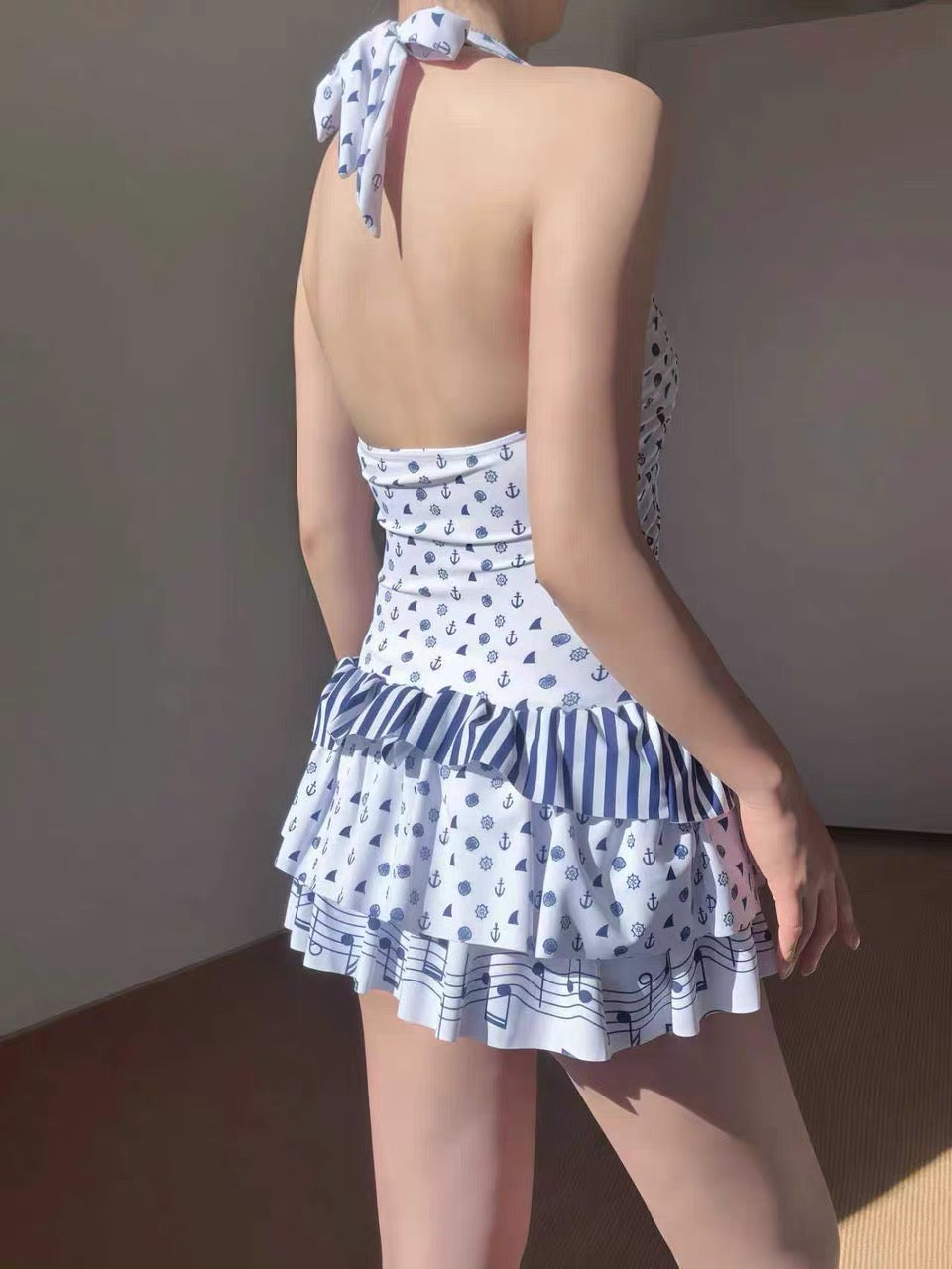 2026 New Halter Neck Skirted One-Piece Swimsuit BY0007
