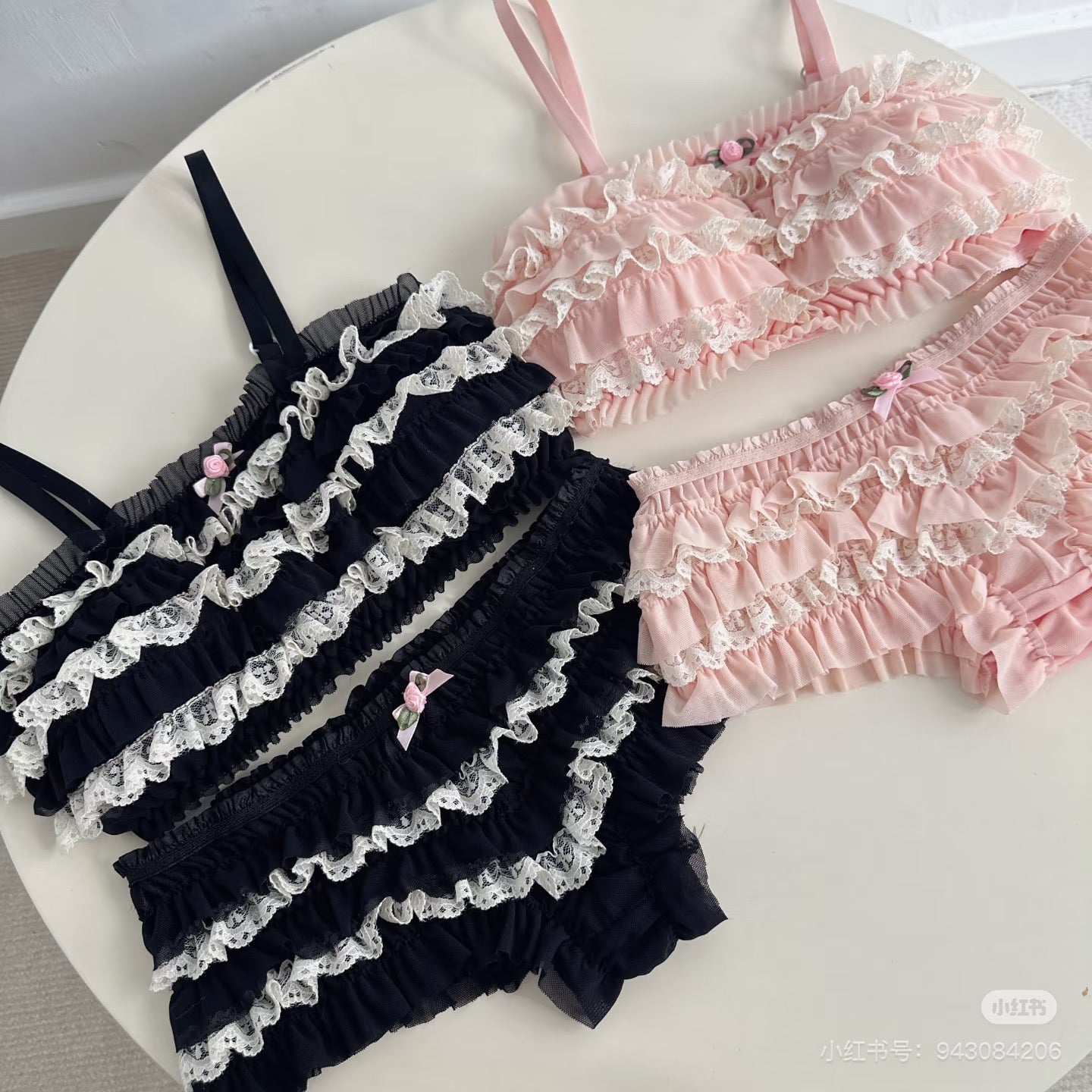 Japanese cute bow multi-layer lace skirted panty set BY0009