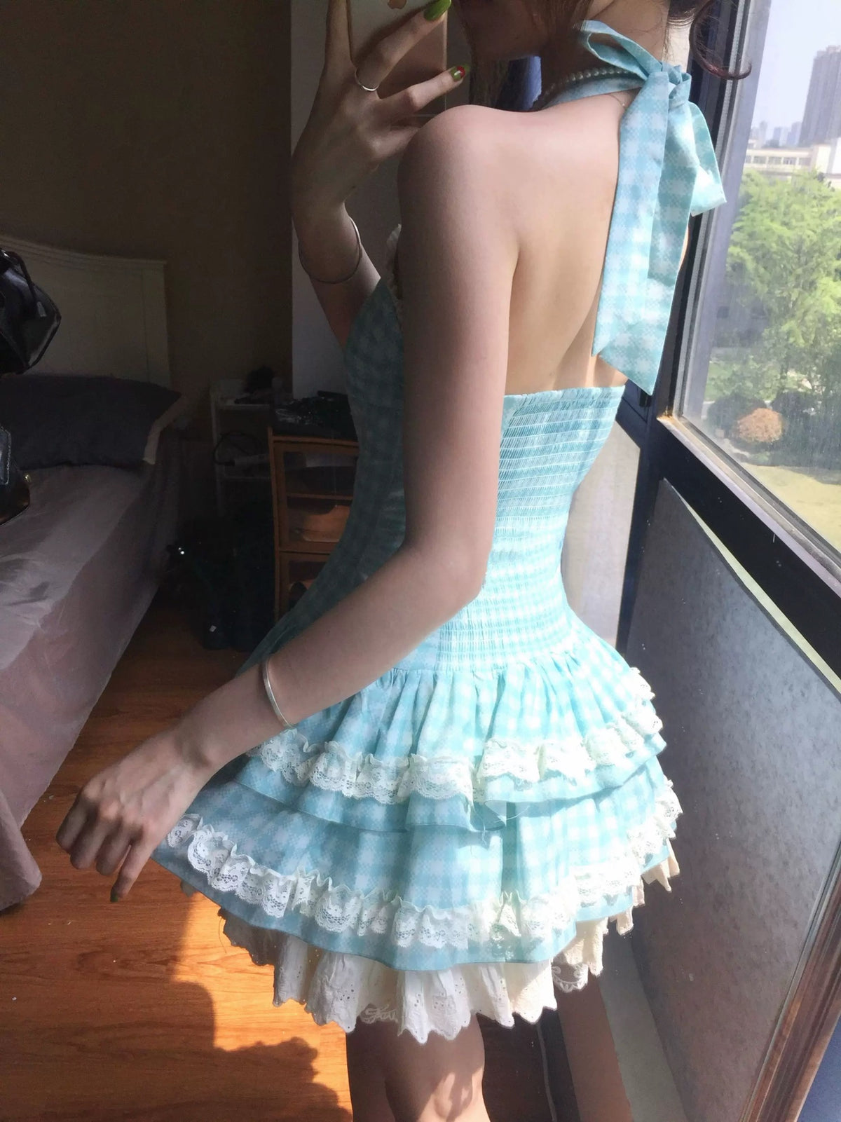 New Sweet Summer Mint Nana Dress Puffy Skirt BY0022