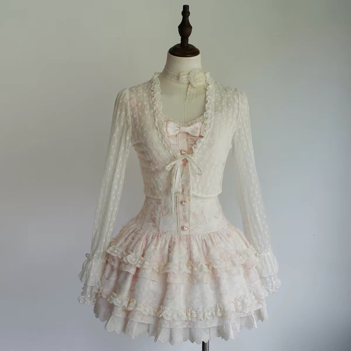 Mint & Pink Sweet Corset Fluffy Lolita Skirt ｜In Stock BY0066