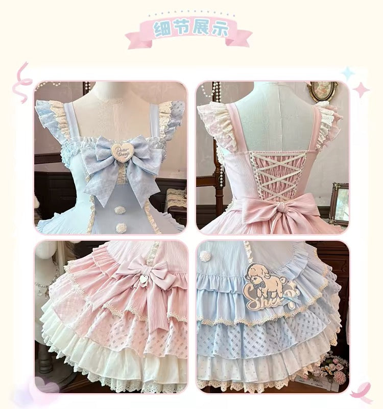 Sweet Lolita Pink Blue JSK & Halter Dress BY0055🎀