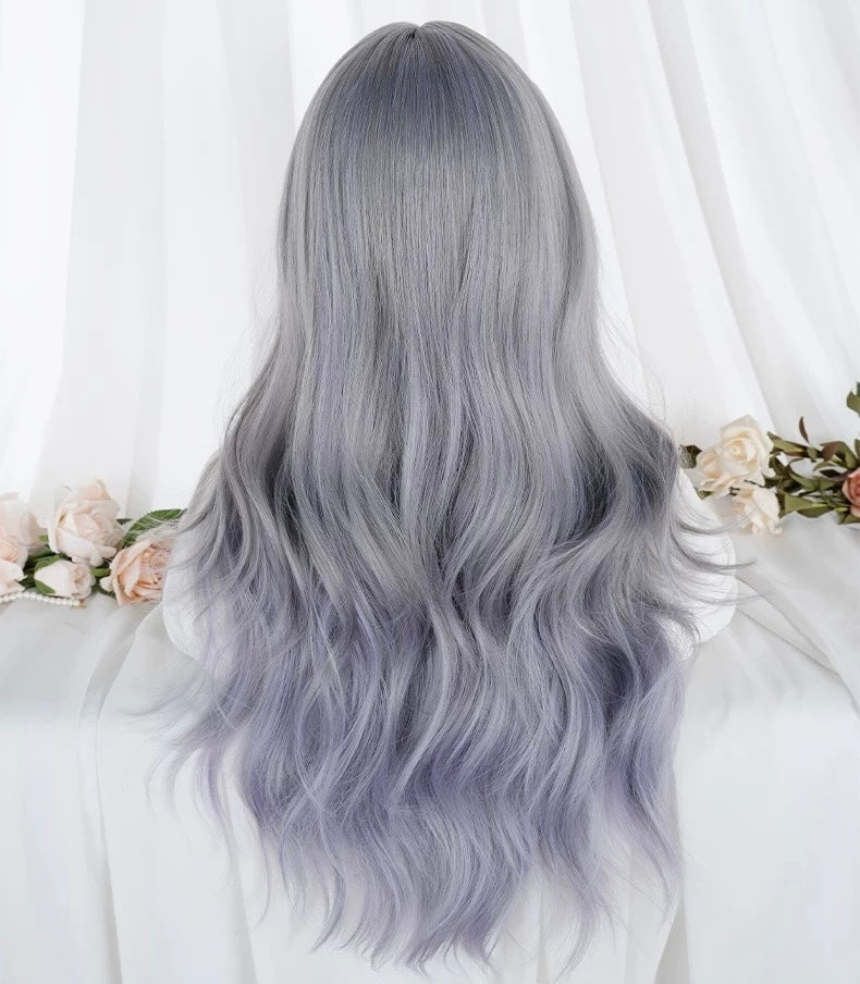 Lolita Ash Purple Ombre Natural Long Curly Wig BY2551