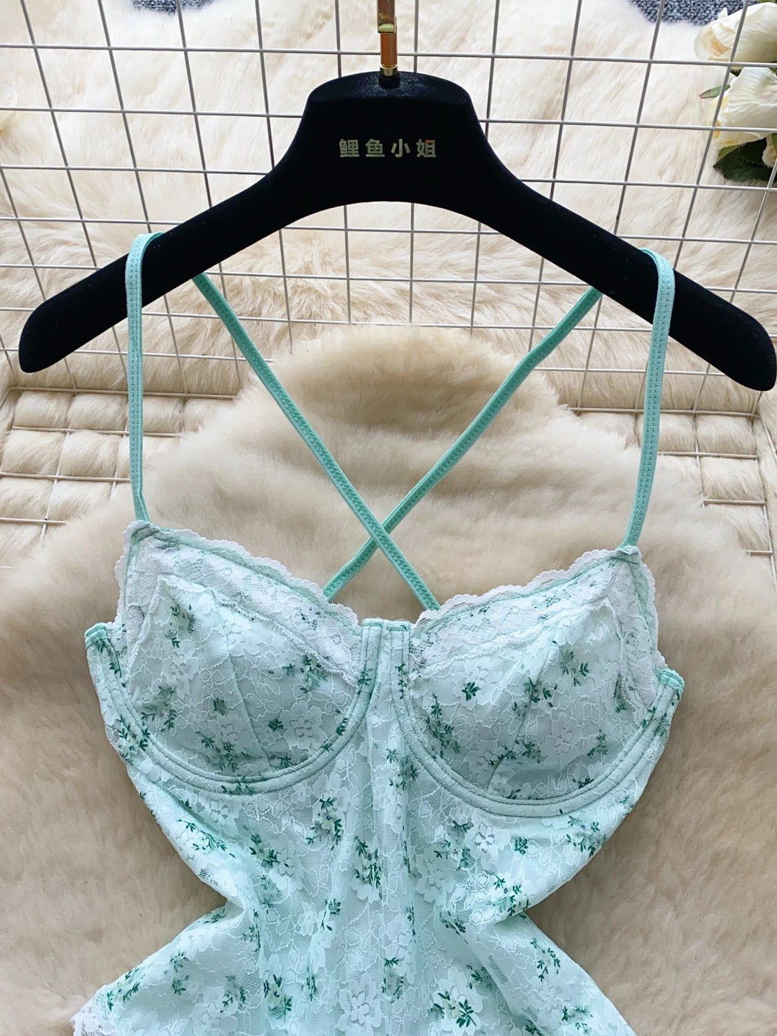 Sweet floral embroidery mesh jumpsuit BY0013