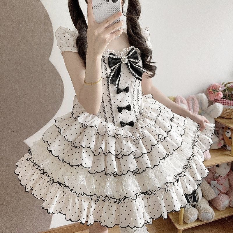 Vintage Polka Dot Short Lolita Princess Dress|In Stock BY0033