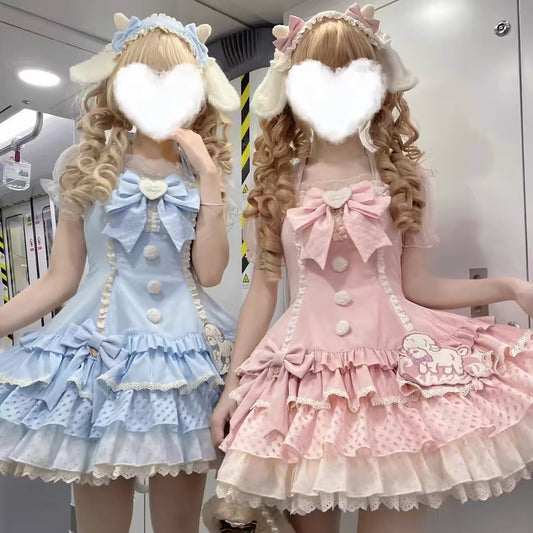 Sweet Lolita Pink Blue JSK & Halter Dress BY0055🎀