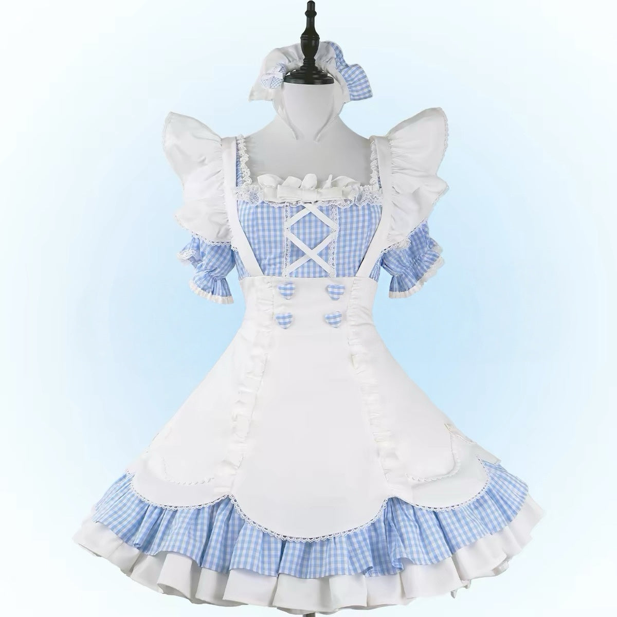 Blue White / Black White Plaid Sweet Maid Lolita Dress BY1111