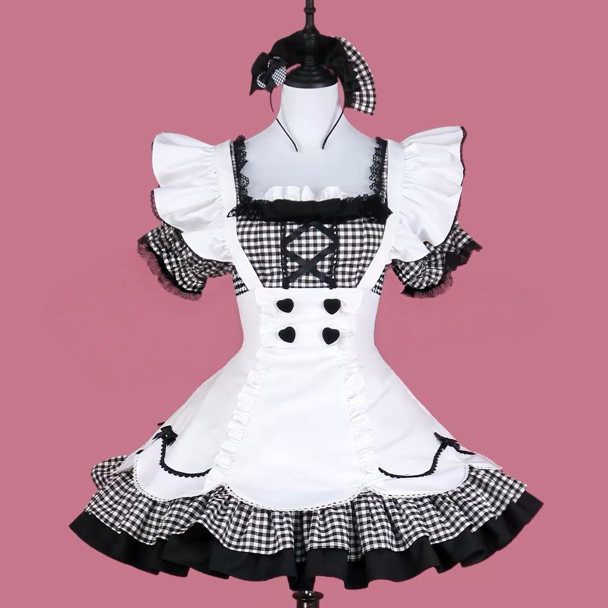 Blue White / Black White Plaid Sweet Maid Lolita Dress BY1111