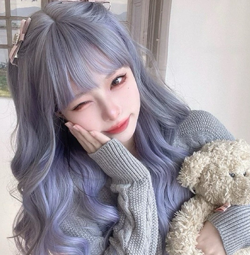 Lolita Ash Purple Ombre Natural Long Curly Wig BY2551