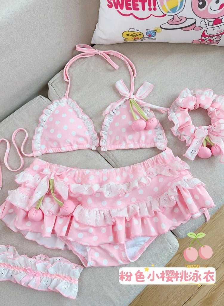 Pink Cherry/Strawberry Print Bikini Set BY2501