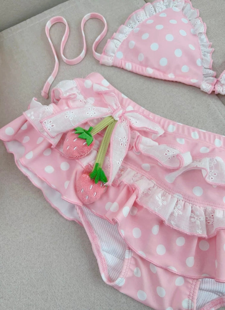 Pink Cherry/Strawberry Print Bikini Set BY2501