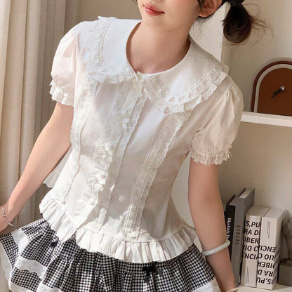 4 Colors Japanese Kawaii Peter Pan Collar Lolita Blouse BY2211