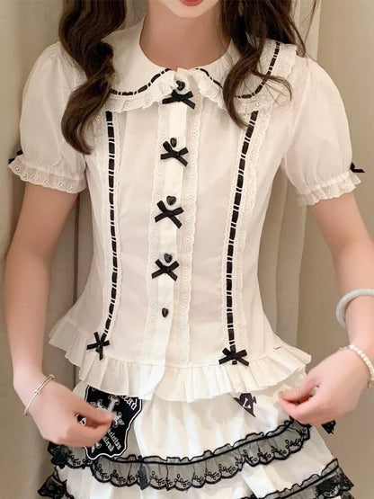 4 Colors Japanese Kawaii Peter Pan Collar Lolita Blouse BY2211