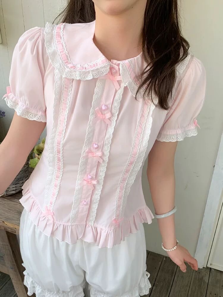 4 Colors Japanese Kawaii Peter Pan Collar Lolita Blouse BY2211
