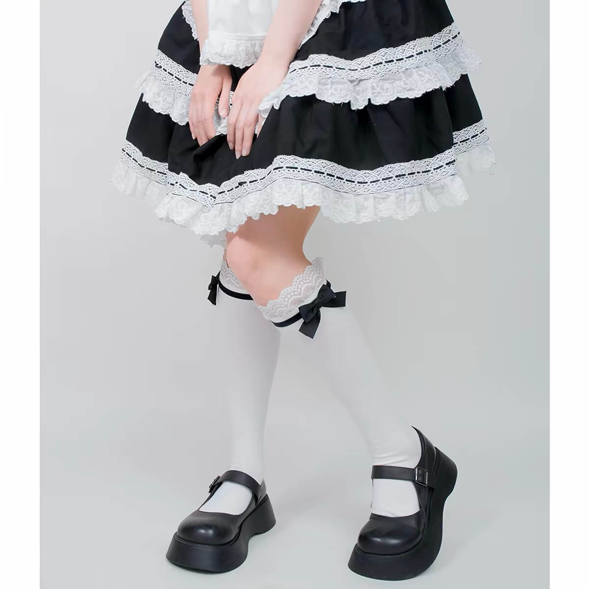 Kawaii Lace Bow Mid Length Cotton Socks BY9182