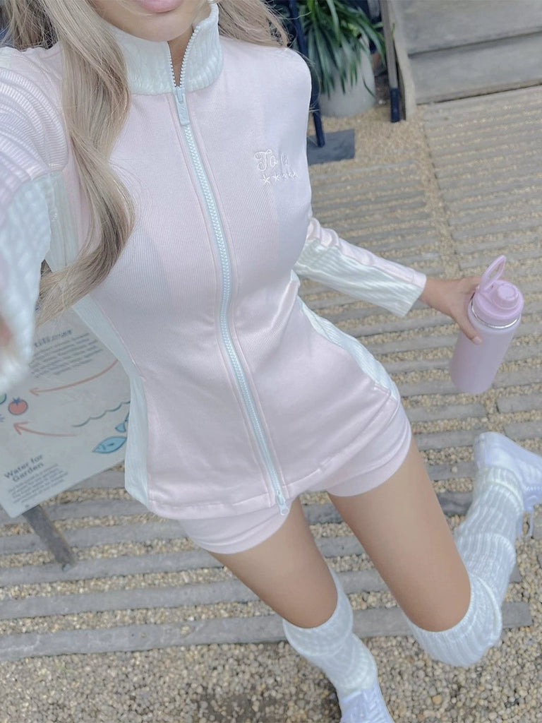 Baby pink girly sports top and pants suit by12201