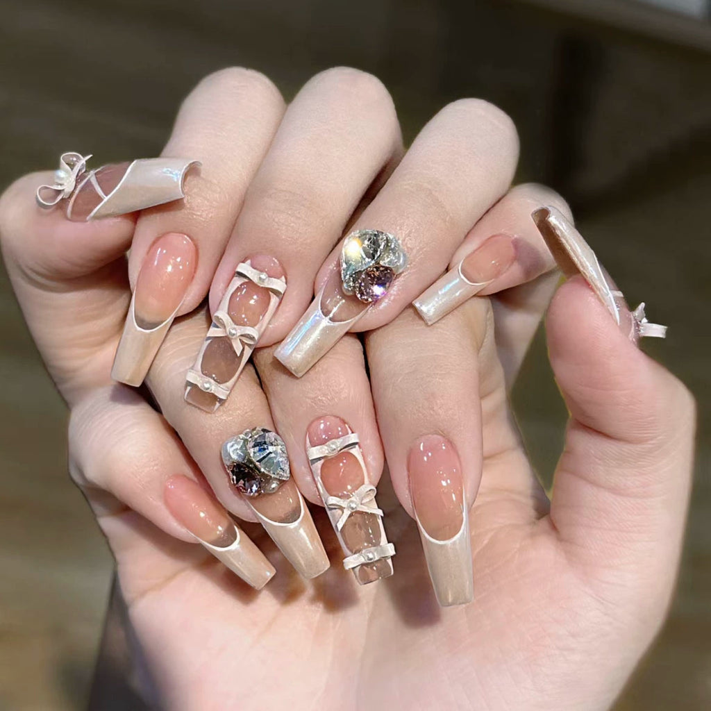 handmade ballet bow fake nails BY10011