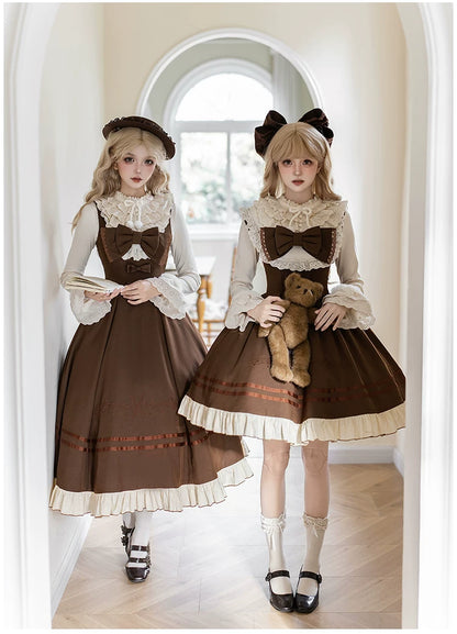 Embroidered Long JSK Twin Ruffled Bustier Lolita Dress BY1262