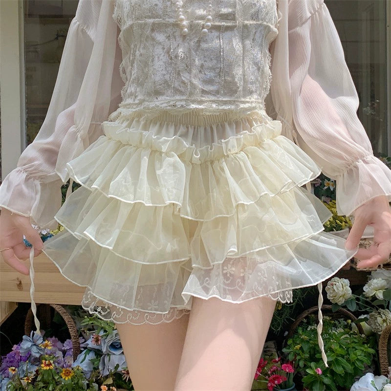 Lolita cute short  lace skirt by230919