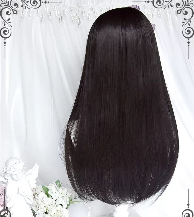 Kuromi Black Purple Contrast Long Straight Hair by241172