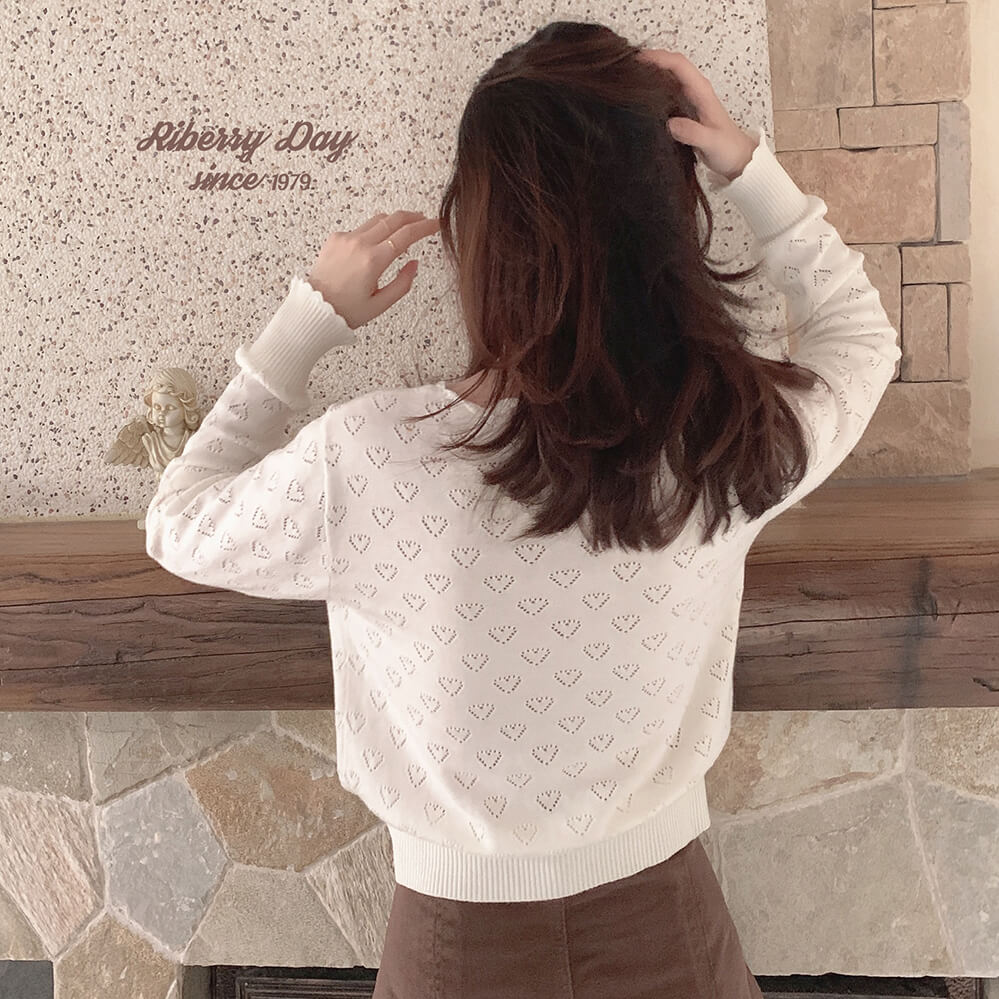 Aesthetic heart hollow knit cardigan sweater BY11131