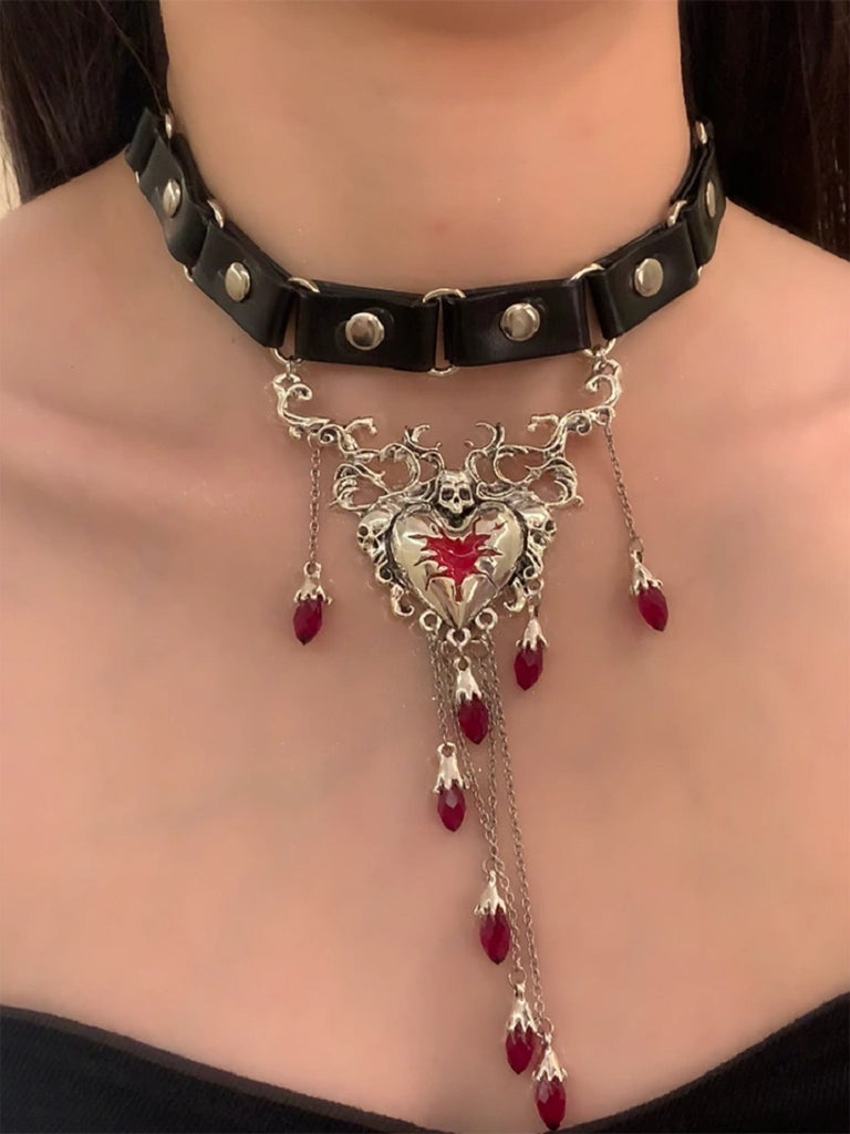 Dark Loretta Gothic Love Droplet Necklace
