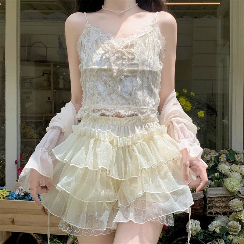 Lolita cute short  lace skirt by230919