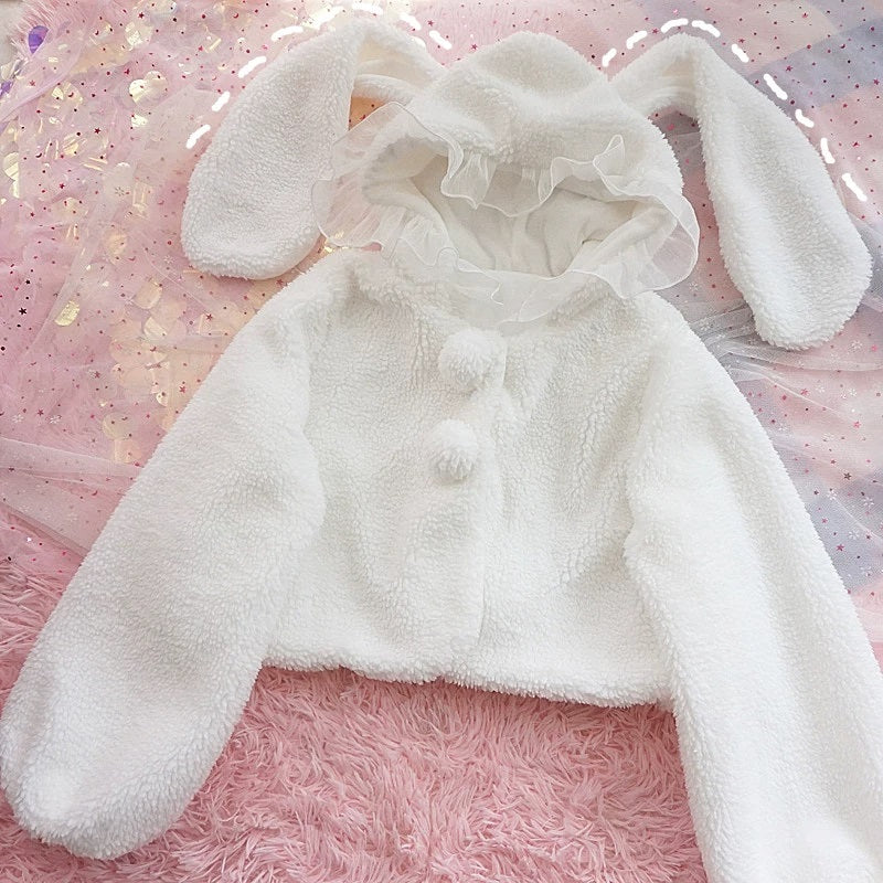 cute bunny white warm coat BY11280