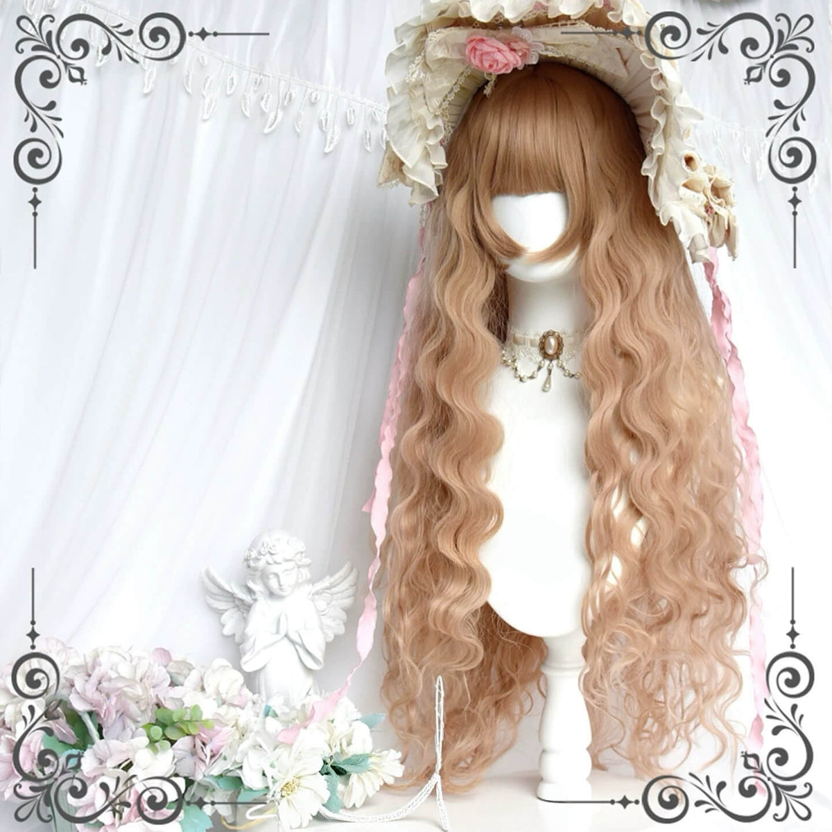 Pale Golden Woolly Curly Lolita Doll Wig BY1070