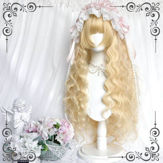 Pale Golden Woolly Curly Lolita Doll Wig BY1070