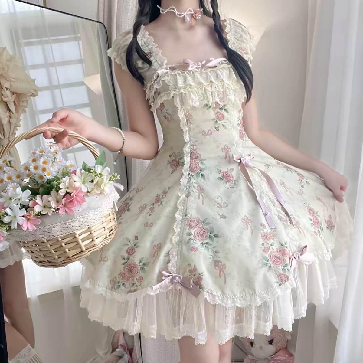 Pearl & Rose Vintage Old‑School Classic Lolita OP| Pre Order BY1112