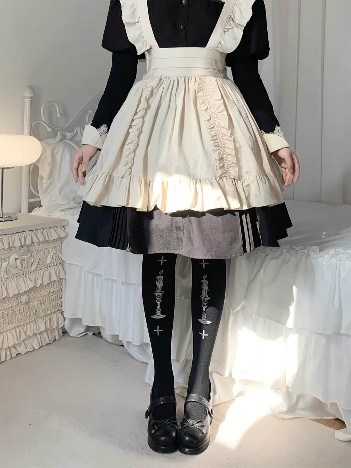 Prayer Print Lolita 80D Velvet Tights BY2211